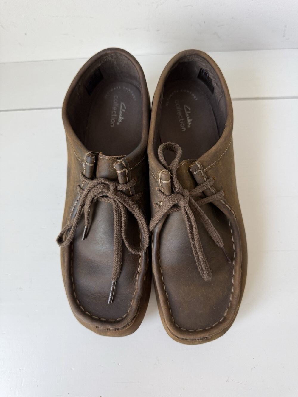 Clarks Wallabee Women’s Brown Low Top Leather Crepe Sole Lace Up Shoes Size 9 M